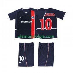 Camisola AC Milan RONALDINHO 10 2003 Retro Criança Equipamento Primeiro 2002 Manga Curta